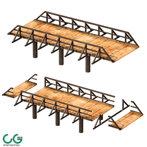 Wooden bridge over the river Constructor